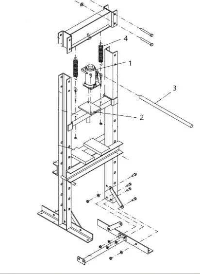 Exploded view of the Norauto 12T hydraulic shop press