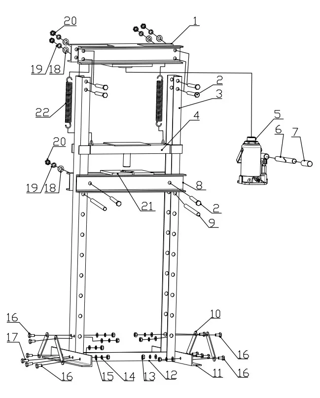 Parts diagram for the 12T Shop Press