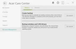 Acer Care Center interface