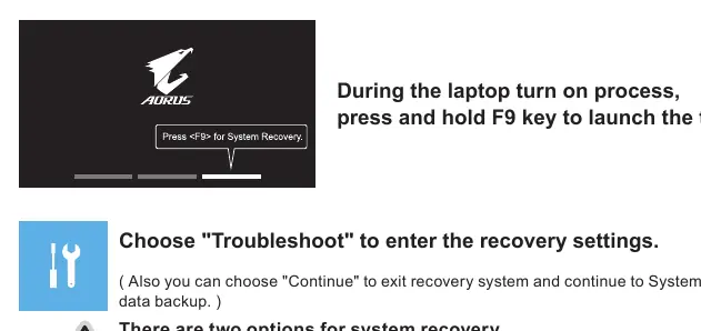 Recovery tool launch screen