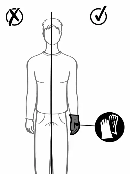 Wear protective gloves while operating the vibrating suction cup.