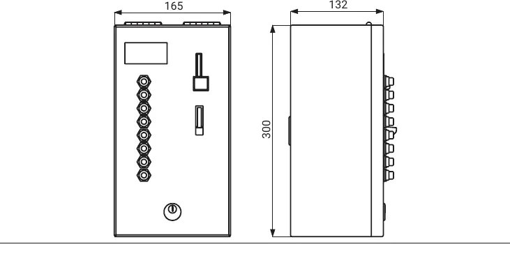 Dimensions for mounting the unit.