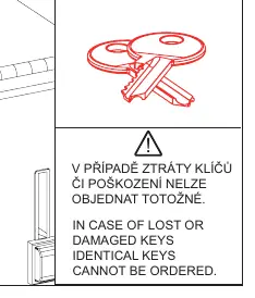 Warning regarding lost or damaged keys.