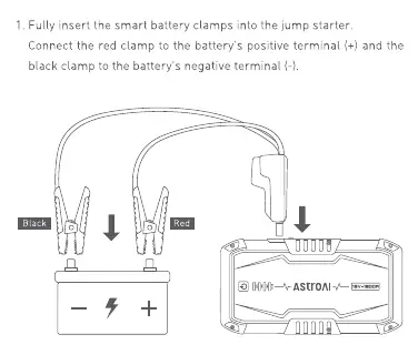 Connecting the smart battery clamps to the vehicle battery