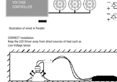 Illustration of parallel wiring for LED lamps.