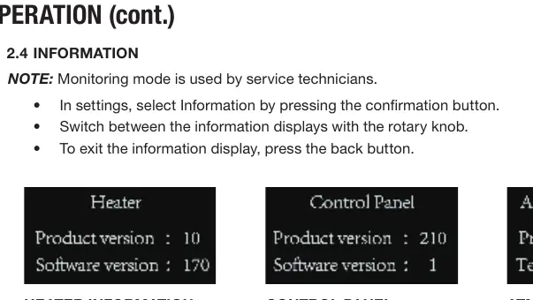 Information and monitoring screens