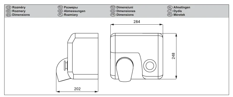 Dimensions and drilling template