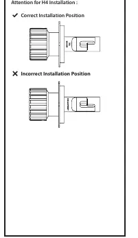 Correct installation position for H4 bulbs.