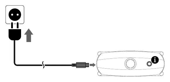 Connecting the CS FREE to a wall outlet for charging.
