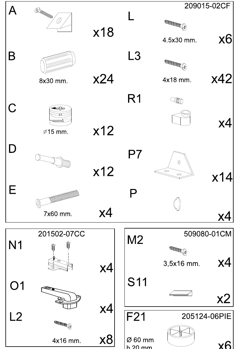 Hardware components list