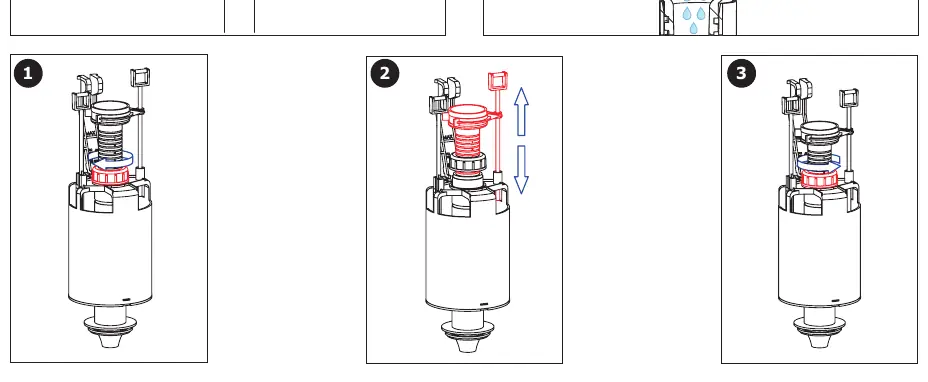Exploded view of the valve with numbered components