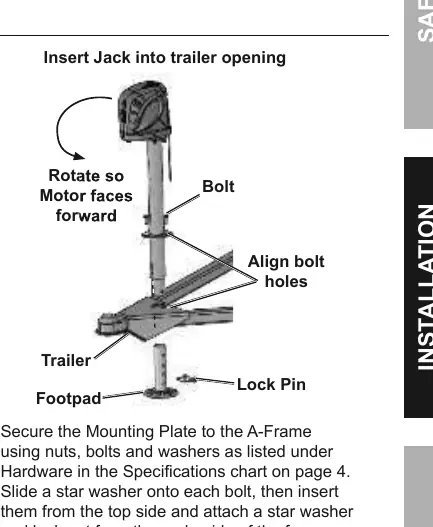 Mounting the jack to the trailer