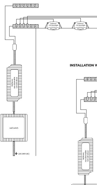 Wiring diagram for installation with a wall switch