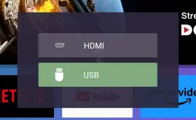 USB input selection menu