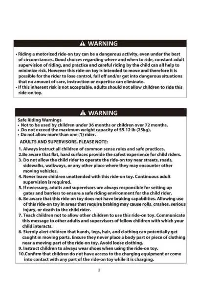 Review safe riding practices and supervision rules