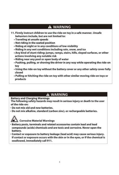 Review prohibited behaviors and battery chemical safety