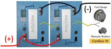 Diagram 8: Remote Button + Fuel Gauge + 2 or more batteries (with splitter)