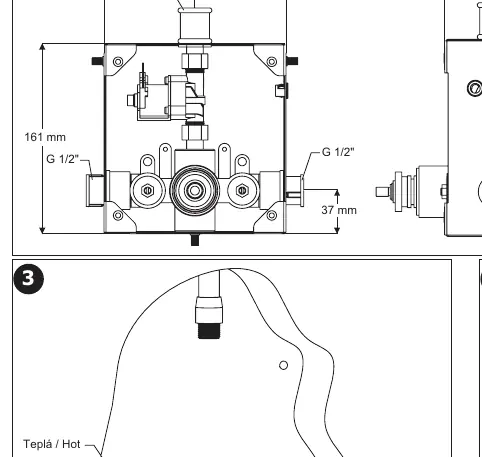 Installation dimensions and water connection