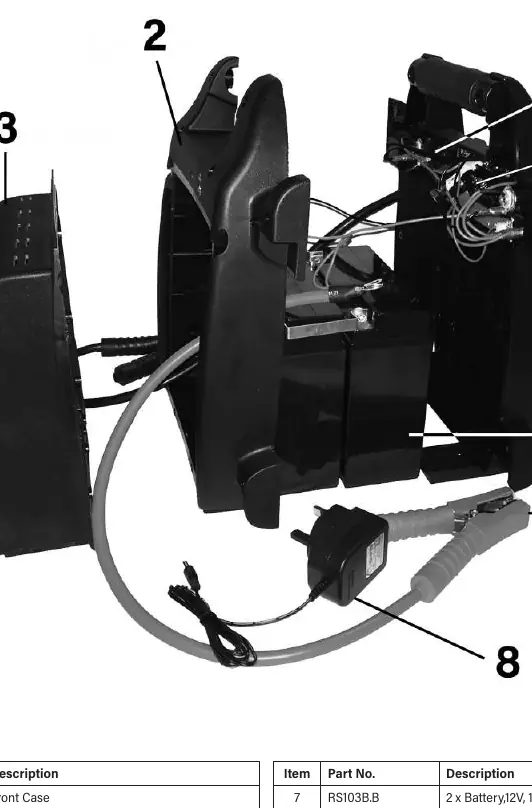 Exploded view of the Sealey RoadStart RS103B.V2 components