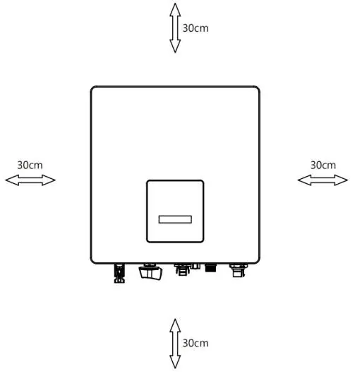 Minimum clearance requirements for the inverter