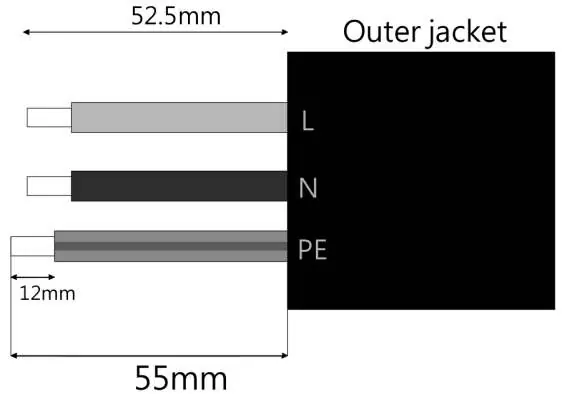 AC wire stripping dimensions