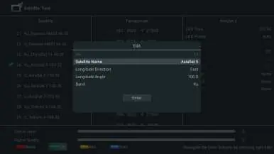 Satellite tuning menu
