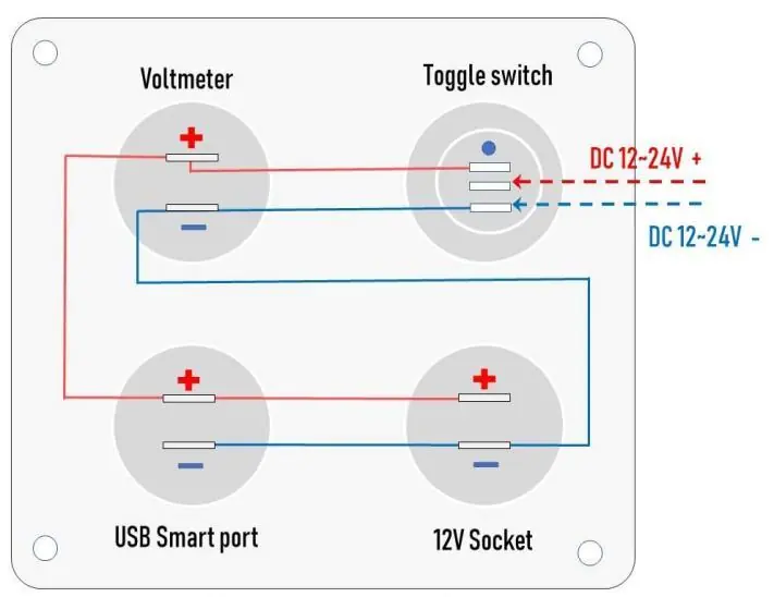Wiring diagram for the 12V car charger switch panel