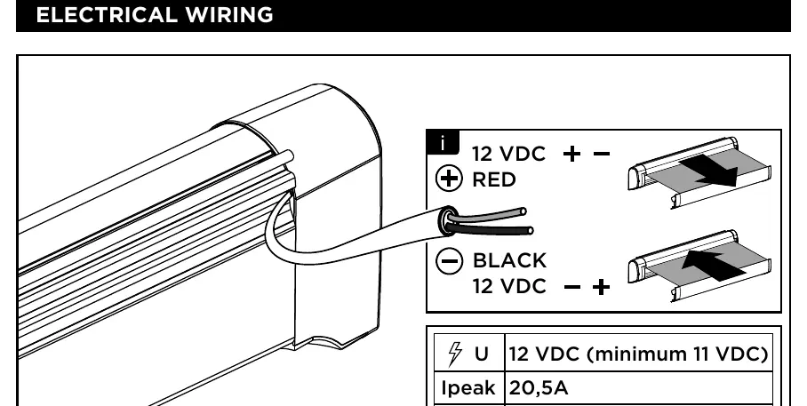 Electrical wiring diagram for 12V DC connection