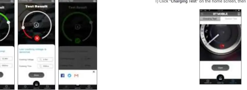 Charging test app interface steps