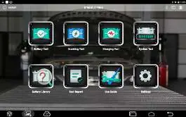 App home screen showing available test options.