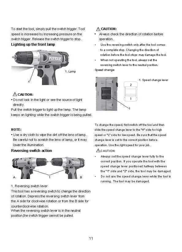 Speed change lever and reversing switch