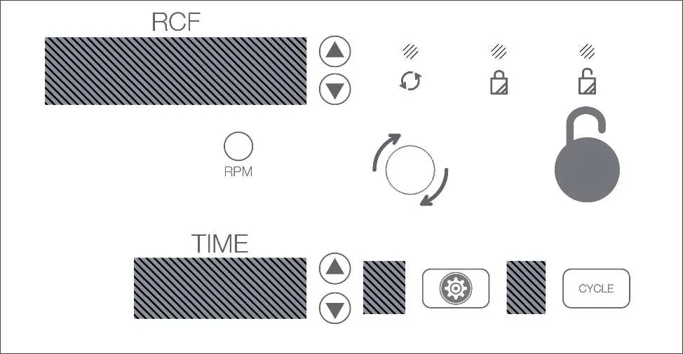 Overview of the centrifuge control panel interface.