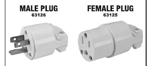 Vanguard 125V 15A Connector (Male and Female Plugs)