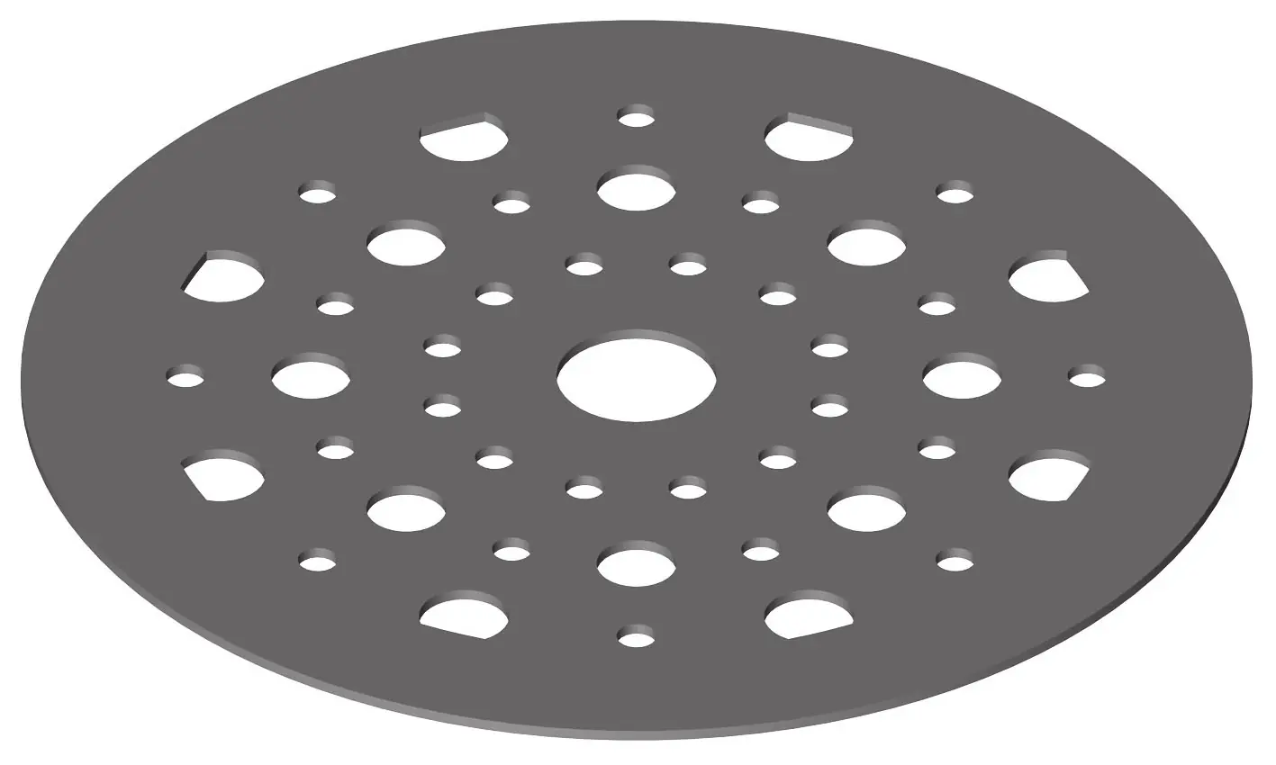 Standard circular sanding sheet with hole pattern.