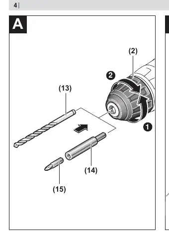 Tool change (A) and rotational direction (B)