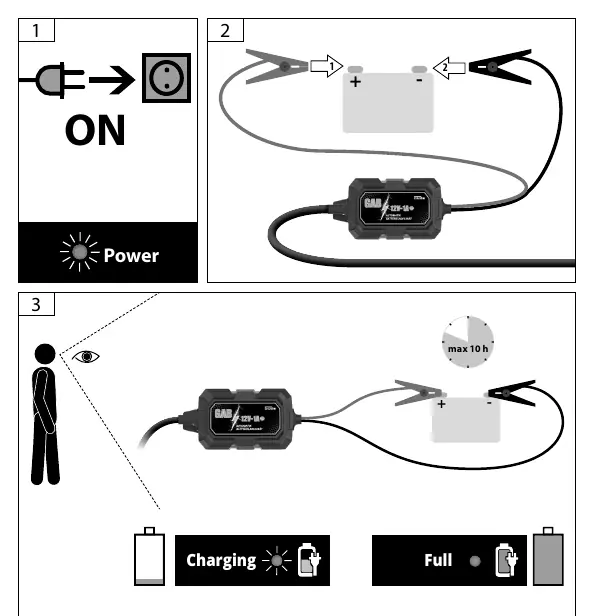 GAB 12V-1A connection sequence