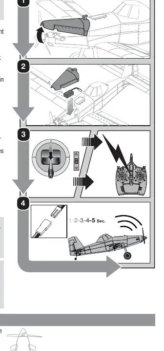 ESC/Receiver Arming and Battery Installation steps