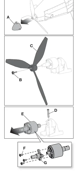 Propeller and motor disassembly