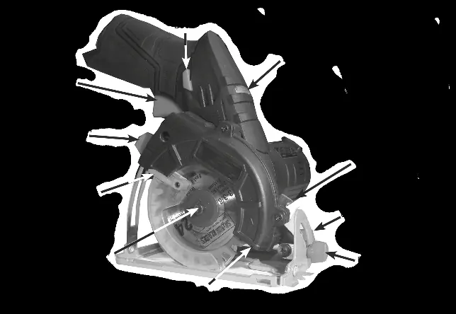Overview of the circular saw components.
