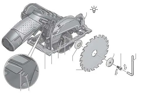 Diagram showing the blade replacement procedure.