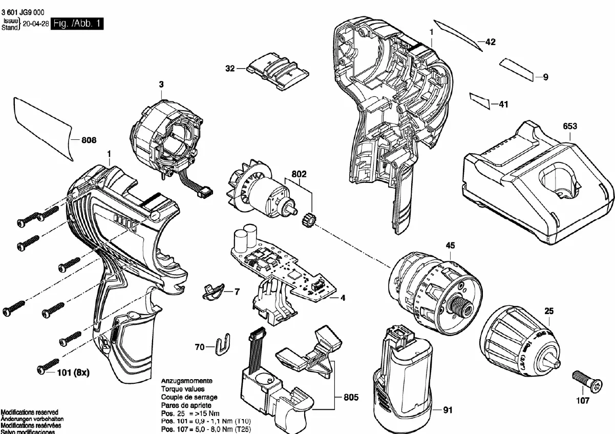 Exploded view diagram of the Bosch GSR 12V-30
