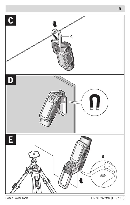 Mounting methods: Hook, Magnet, and Tripod