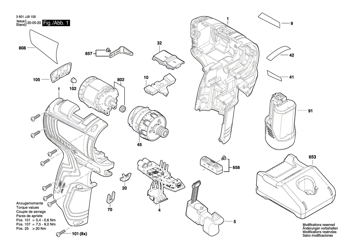 Exploded view diagram of the Bosch GSR 12V-35 HX