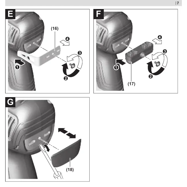 Belt clip, bit holder, and colour clip installation