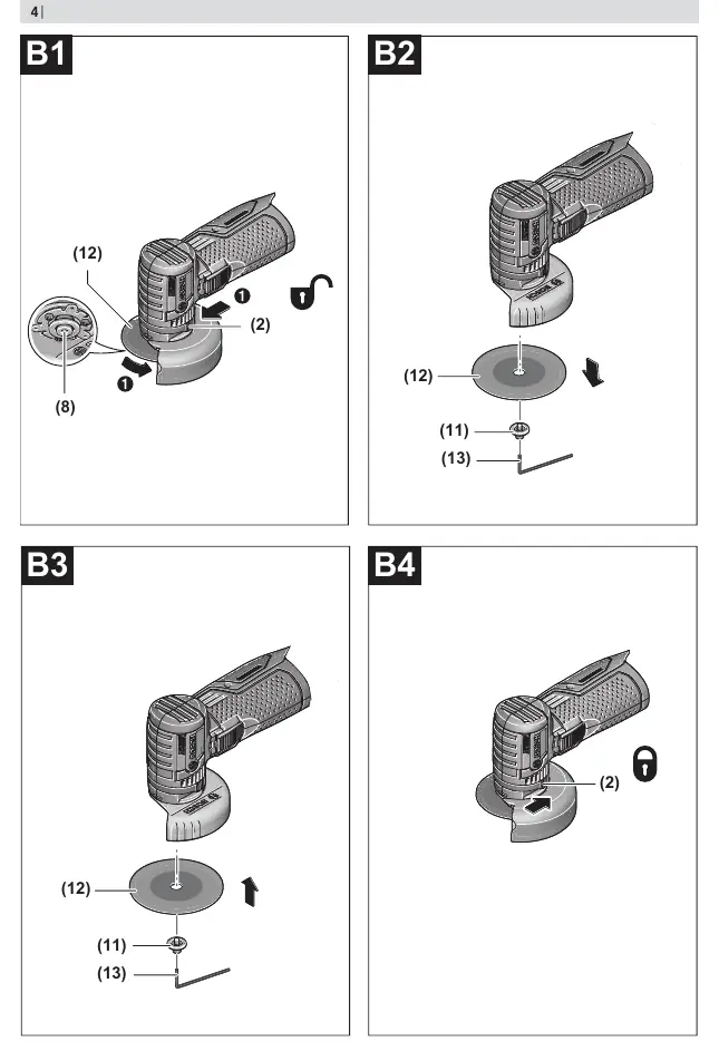 Step-by-step assembly of the grinding/cutting disc