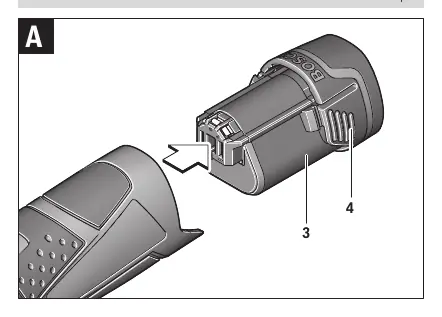 Inserting the battery into the work light