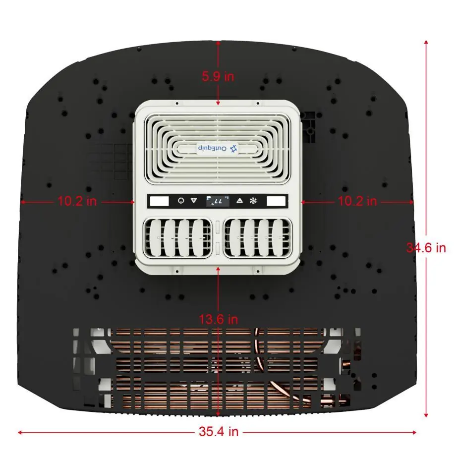 Outdoor unit dimensions and clearance requirements