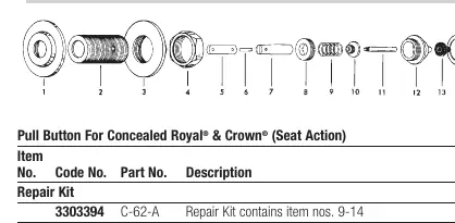 Pull Button for Concealed Royal and Crown assemblies