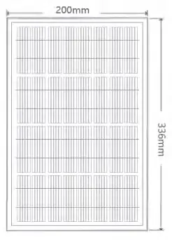 Front view dimensions of the solar panel