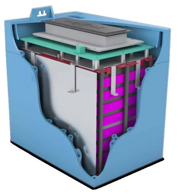 Internal view of the battery